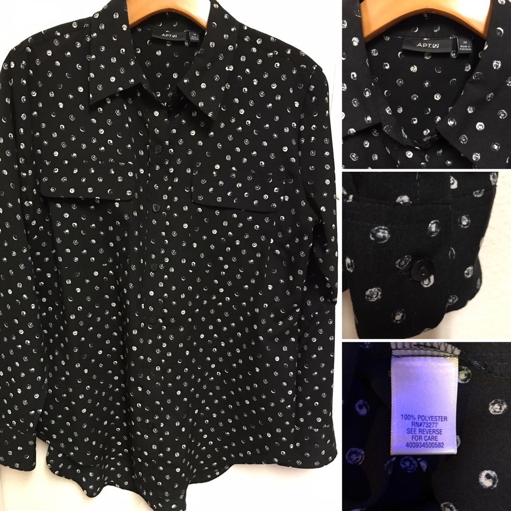 APT. 9 Button Down Long Sleeve Blouse Top